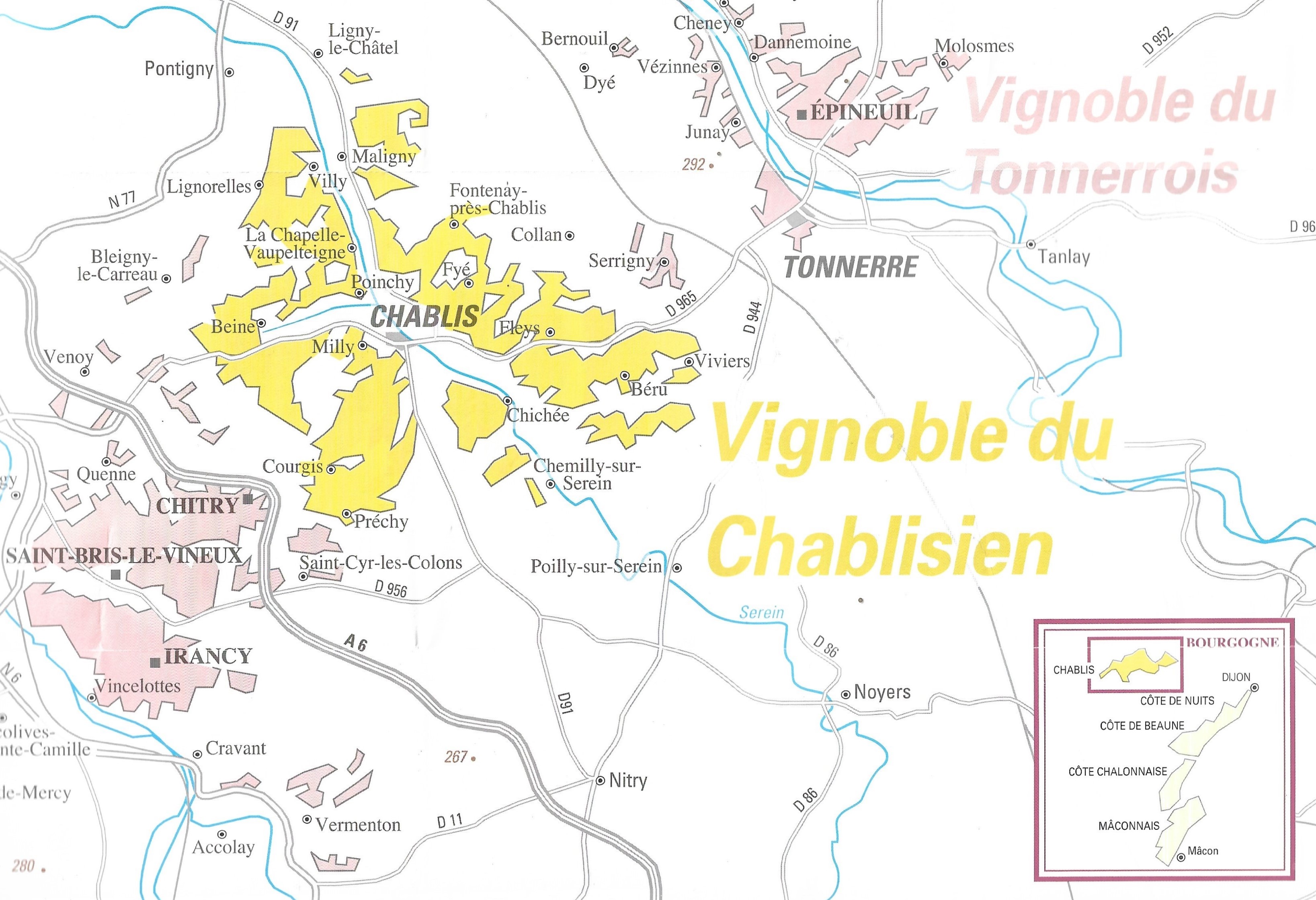 Kort over Chablis